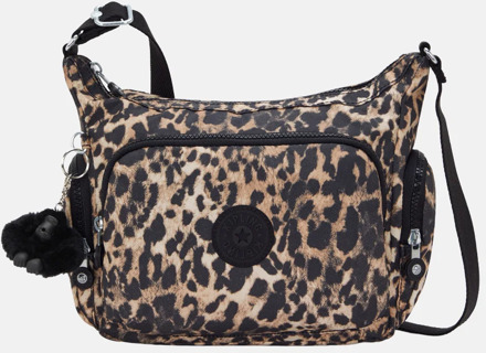 Kipling Gabb schoudertas S wild leopard Bruin