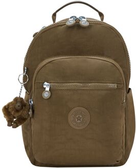 Kipling Seoul S smooth khaki rugzak Groen - H 35 x B 25.5 x D 16 cm
