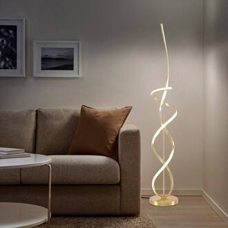 Kira LED vloerlamp, hoogte 140 cm, goudkleurig, metaal, 4000K