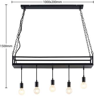 Kirista hanglamp, 5-lamps, zwart