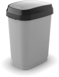 Kis Afvalscheidingsbak Dual Swing - Kunststof - Grijs - 26x37x47.5cm - 25l