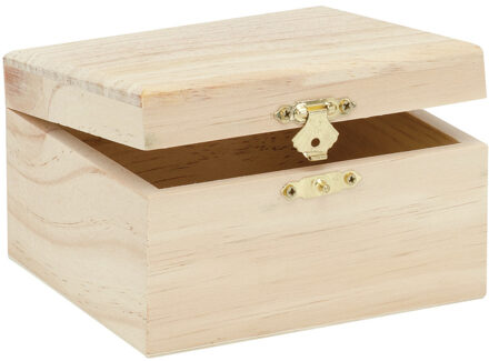 Kistje -klein - 12,5 x 11,5 x 7,5 cm - hout - blanco - sieradenkistje - hobby Bruin