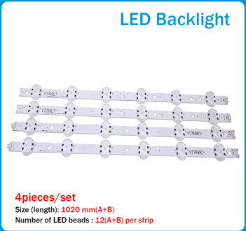 Kit 4 Stuks Led Strip Lg 49UV340C 49UJ6565 49UJ670V V17 49 R1 L1 ART3 2862 2863 6916L-2862A 6916L-2863A