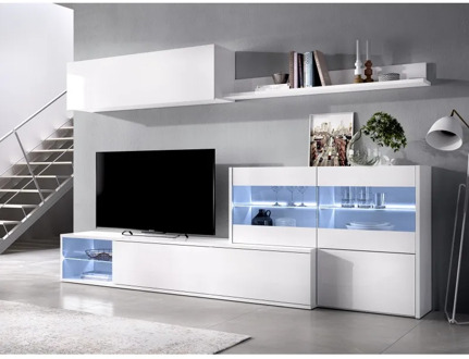 Kit living room cabinet with leds UMA model bright white color