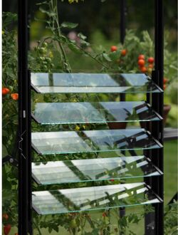 Kit Voor Louvreraam 61x45cm Zwart Aluminium + Kristalhelder Veiligheidsglas