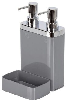 Kitchen Bathroom Aksesuaraları Double liquid soap dispenser acrylic dish sponge holder Kitchen Bathroom Aksesuaraları Sponge Shelf for Home grijs