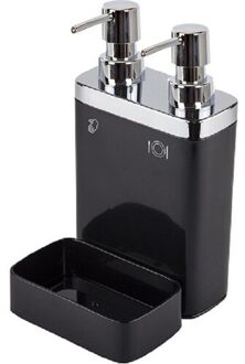 Kitchen Bathroom Aksesuaraları Double liquid soap dispenser acrylic dish sponge holder Kitchen Bathroom Aksesuaraları Sponge Shelf for Home zwart