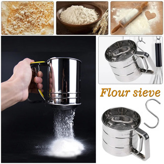 Kitchen Flour Sieve Cup Powder Flour Mesh Sieve Stainless Steel Large Capacity Stainless Steel For Baking Tools Flour Powdered