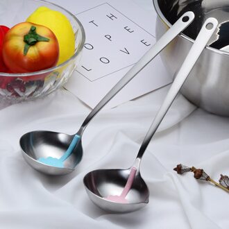 Kitchen Gadgets Silicone Stainless Steel Filter Grease Spoon Colander Spoon Soup Oil Separation Scoop Kitchen Accessories Tools roze