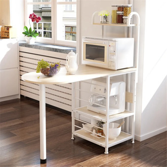 Kitchen Multi Layers Wooden Bar Table Organizer Cocktail Microwave Storage Rack Shelf Stand Home Bar Furniture 110x50x127cm