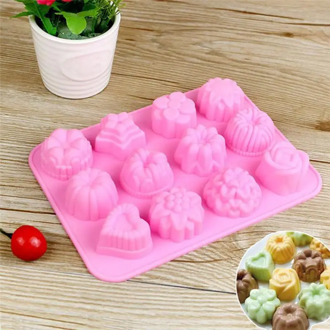Kitchen Non-stick Silicone DIY Cake Silicone Chocolate Mold Pink Different Flower Shapes Household Baking Pastries Supplies Tool