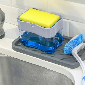 Kitchen Scrubbing Liquid Detergent Dispenser With Sponge Box Press-type Liquid Box Scouring Pad Dishwashing Soap Dispenser