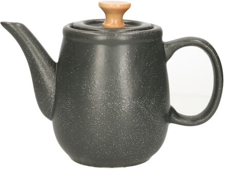 Kitchen Theepot Ceylon - keramiek/hout - 1000 ml - antraciet - Theepotten Grijs