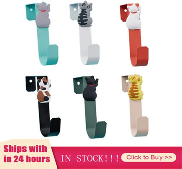 Kitchen Wall Door Metal Hook Key Hanger Cat Shaped Door Hanger Holder Clothes Storage Rack Seamless Hook Tool Accessories