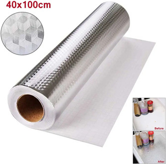 Kitchen Wallpaper Wall Stove Aluminum Foil Oil-proof Stickers Anti-fouling High-temperature Self-adhesive Croppable Wall Sticker
