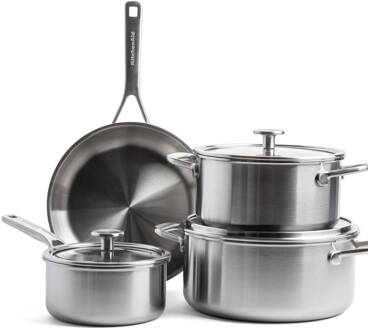 KitchenAid MultiPly Stainless Steel pannenset 7 delig Zilver