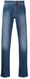 Kiton Blauwe Low-Rise Slim-Fit Jeans Kiton , Blue , Heren - W35