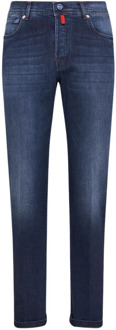 Kiton Blauwe ultra-slim katoenen jeans Kiton , Blue , Heren - W34