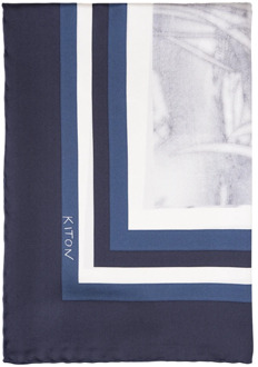 Kiton Blauwe Zijden Sjaal met Oosters Print Kiton , Blue , Dames - ONE Size