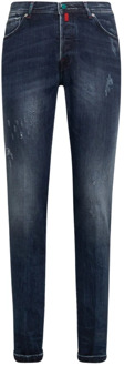 Kiton Donkerblauwe biologische katoenen jeans Kiton , Blue , Heren - W34,W31