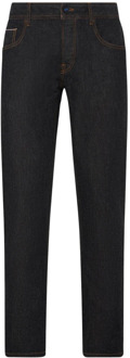 Kiton Donkerblauwe Slim-Fit Denim Jeans Kiton , Black , Heren - W35,W33,W34,W32,W36