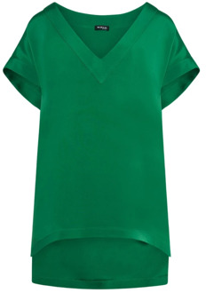 Kiton Groene Zijden V-Hals Blouse Kiton , Green , Dames - S,2Xs