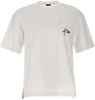 Kiton Heren Wit Katoenen T-shirt met Logo Kiton , White , Heren - Xl,L,S