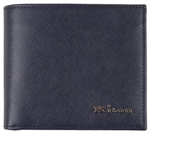 Kiton Leren portemonnee met iconisch logo Kiton , Black , Heren - ONE Size