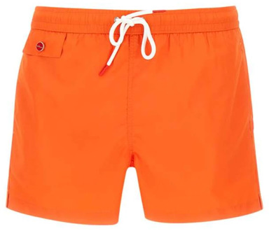 Kiton Levendige Oranje Heren Zwembroek met Geborduurd Logo Kiton , Orange , Heren - 2Xl,Xl,L,M