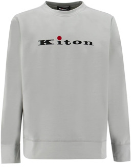Kiton Logo Print Katoenen Sweatshirt Kiton , Gray , Heren - 2Xl,L