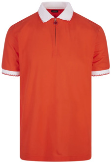 Kiton Oranje Polo Shirt met Graffiti Logo Kiton , Orange , Heren - Xl,L,M,S