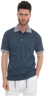 Kiton Polo shirt met korte mouwen en contrastafwerking Kiton , Blue , Heren
