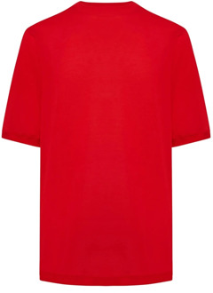 Kiton Rode Katoenen T-Shirt - Korte Mouwen Crew Neck Kiton , Red , Heren - XL