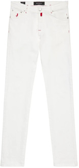 Kiton Slim-Fit Witte Denim Jeans Kiton , White , Heren - W34,W35,W33