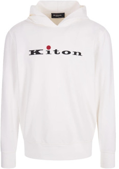 Kiton Witte Katoenen Hoodie met Bedrukt Logo Kiton , White , Heren - Xl,L,M