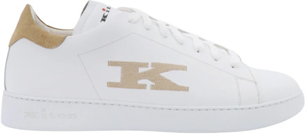 Kiton Witte Leren Sneakers, Gemaakt in Italië Kiton , White , Heren - 43 Eu,41 Eu,45 Eu,44 Eu,42 Eu,40 EU