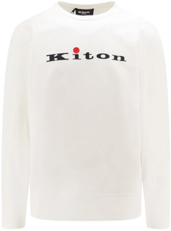 Kiton Witte Ribgebreide Sweatshirt Kiton , White , Heren - 2Xl,Xl,L,M