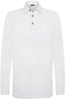 Kiton Zachte Katoenen Polo Shirt met Lange Mouwen Kiton , White , Heren - 2Xl,Xl,L,M,S,3Xl