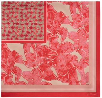 Kiton Zijden sjaal met bloemen- en geometrische patronen Kiton , Pink , Dames - ONE Size