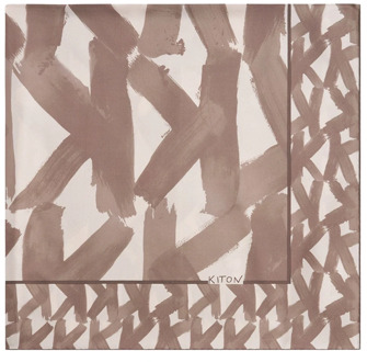 Kiton Zijden Sjaal met Verfijnde Print Kiton , Brown , Dames - ONE Size