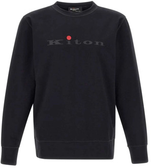 Kiton Zwarte Katoenen Crew-neck Sweatshirt Kiton , Black , Heren - 2Xl,Xl,L,M