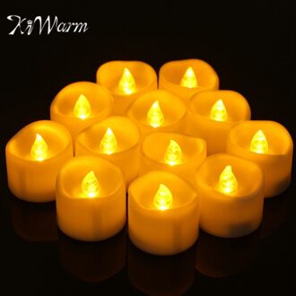 Kiwarm 12 Pcs Vlamloze Votive Led Kaarsen Battery Operated Flickering Led Theelichtjes Kerk Thuis Bruiloft Decor