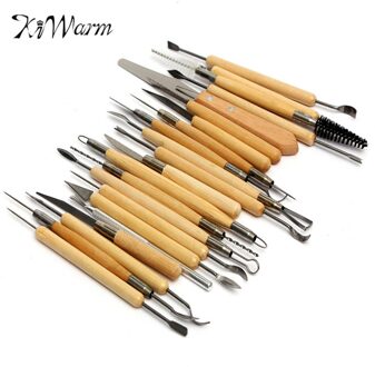 KiWarm 22 Stks Draagbare Houten Handvat Rvs Klei Aardewerk Keramiek Beeldhouwen Modeling Gereedschap DIY Ambachten Gereedschap Art Sets