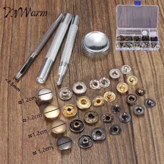 KiWarm 40 Sets Snap Fasteners Druk Stud Kit met Tool Inbox Naaien Lederen Knoppen Installatie Gereedschap Accessoires