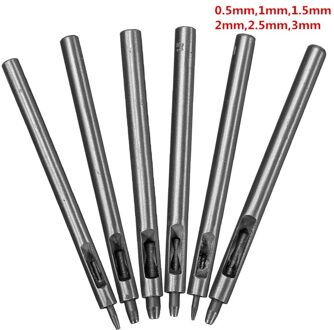 Kiwarm Nuttig 6Pcs Staal Lederen Puncher Gat Craft Kit Set Hollow Puncher Riem Leathercraft Tool 0.5Mm, 1Mm, 1.5Mm, 2Mm, 2.5Mm, 3Mm