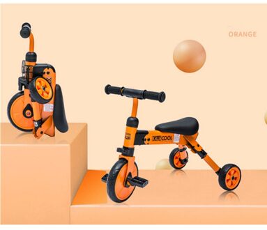 Kiwicool Peuters Gratis-Installatie Driewieler Draagbare Scooter Opvouwbare Fiets Muti-Functie Bike Voor 90-110Cm Baby kids Oranje