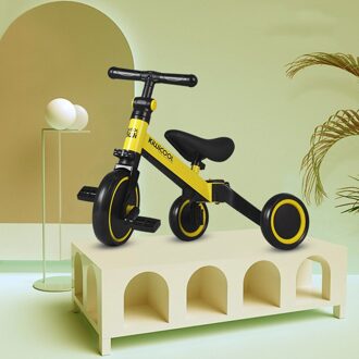 Kiwicool Transformeren Driewieler Multifunctionele Kinderen Scooter Loopfiets Voor 75-100Cm Baby Peuters Kids geel