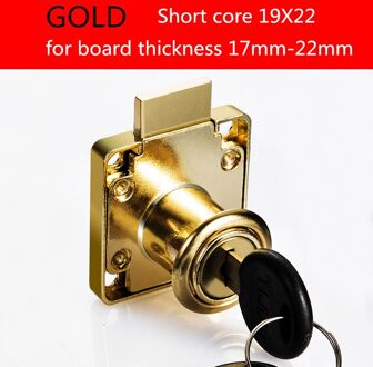 Kk & Fing Lade Sloten Met 2 Sleutels Meubilair Hardware Deur Kast Lade Slot Voor Bureau Brief Box 3 kleuren Cam Sloten goud 19X22MM