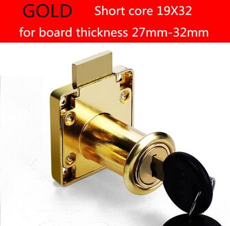 Kk & Fing Lade Sloten Met 2 Sleutels Meubilair Hardware Deur Kast Lade Slot Voor Bureau Brief Box 3 kleuren Cam Sloten goud 19X32MM