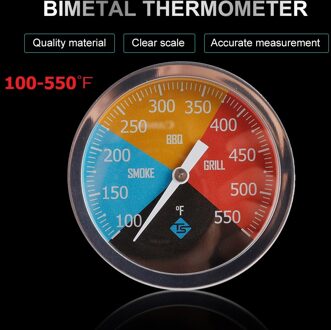 Kkmoon Rvs Thermometer Bi-Metalen Thermometer Dial Thermometer 100 ~ 550 ℉ Voor Grill Barbecue Roker Oven